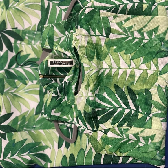 Julian Taylor New York Green Leaf Print Sleeveless Dress Size 6 - Picture 10 of 12